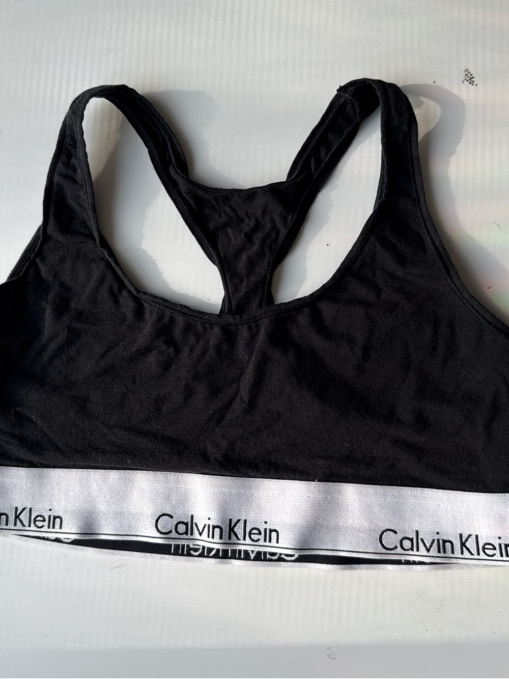 Calvin Klein Black Bralette with White Logo Band